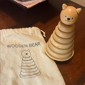 From Zara Home Wooden Bear Stacking Toy - Natural Wood